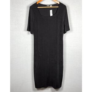 NWT Chico's Travelers Square Neck Short Sleeve Black Dress sz 2